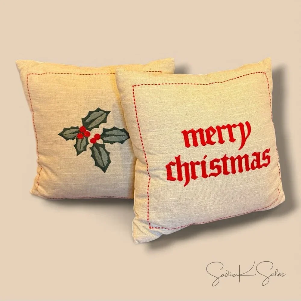 16x16 Merry Christmas Embroidered Throw Pillow - Hearth & Hand Magnolia,‎ Target